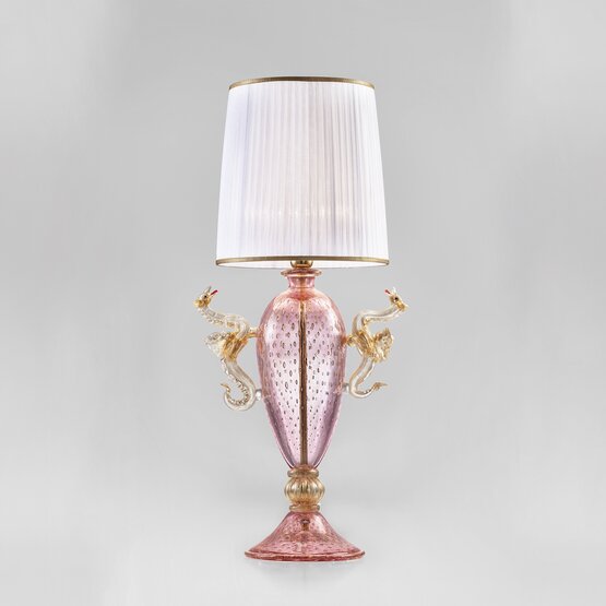 Aegon Tischlampe, Tischlampe in rosa Farbe mit Golddekor