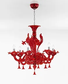 Red Kronleuchter um sechs Lichter