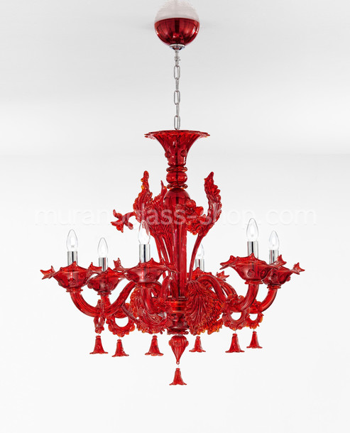 1377 Serie Kronleuchter, Red Kronleuchter um sechs Lichter