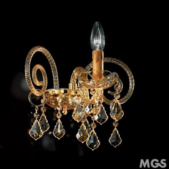 Böhmen Wandleuchten, Böhmen Stil Wandleuchte mit Bernstein Schmuck