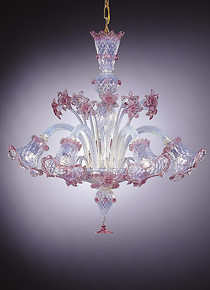 Kronleuchter opal und rosa Dekoration sechs Lichter