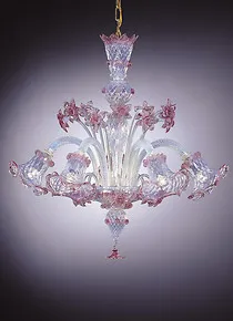 Kronleuchter opal und rosa Dekoration sechs Lichter
