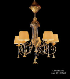 Kronleuchter Bernstein Dekoration mit Lampenschirmen in fünf Lichter
