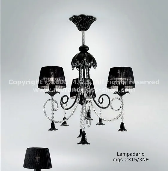 2315-Serie mit Lampenschirme Kronleuchter, Black Kronleuchter um sechs Lampen mit Lampenschirmen