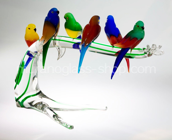Little parrots, Sechs kleine-Papagei auf Ast