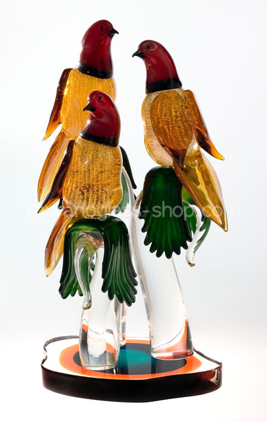 Vögel auf farbigem Basis, Gold Dekoration auf bunte Vogel Basis
