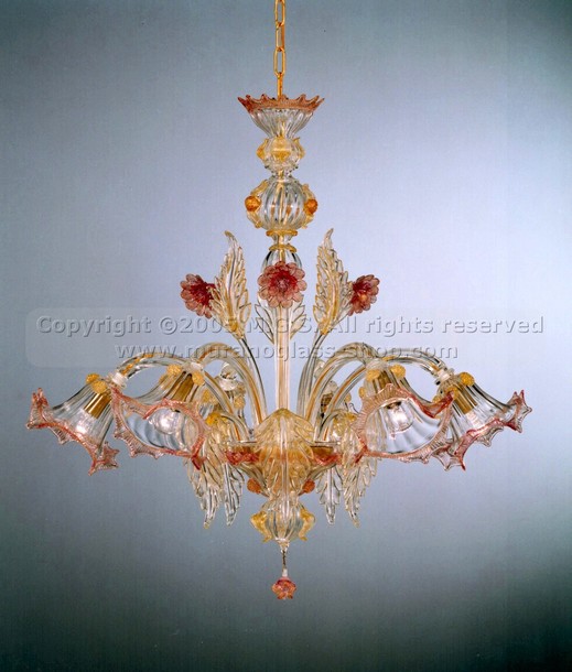 404 series Chandeliers, Kristall-Kronleuchter mit Rubin Dekoration sechs Lichter