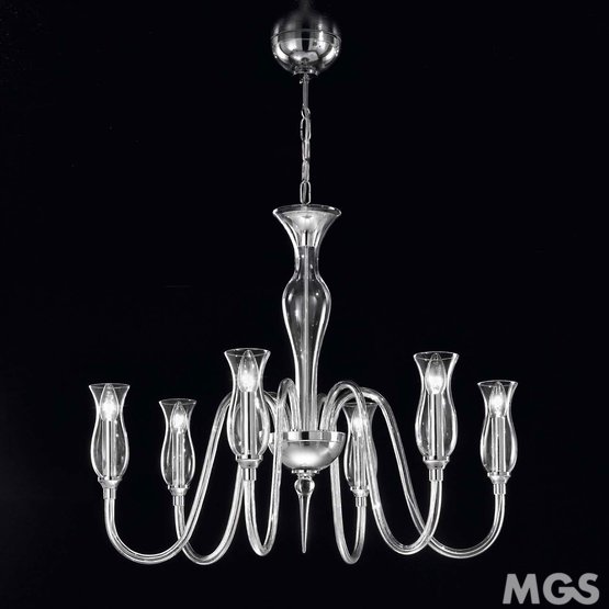 Teodato Kronleuchter, Crystal Chandelier mit Bernstein Dekoration um acht Lichter