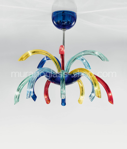 Bunte Kronleuchter 1201, Fünfzehn multicolor Leuchten Kronleuchter