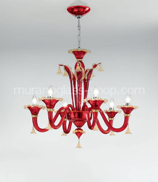 2575 Serie Lüster, Rot und Gold Lüster um sechs Lichter