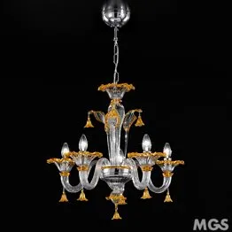 2575 serie lüster, 5 glühbirnen, cristal und amethyst mit 24k gold color