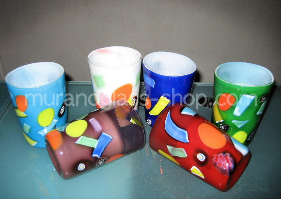 Harlequin Gläser, Set von sechs bunten Gläsern