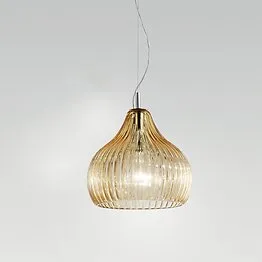 Moderne Pendelleuchte in bernsteinfarben