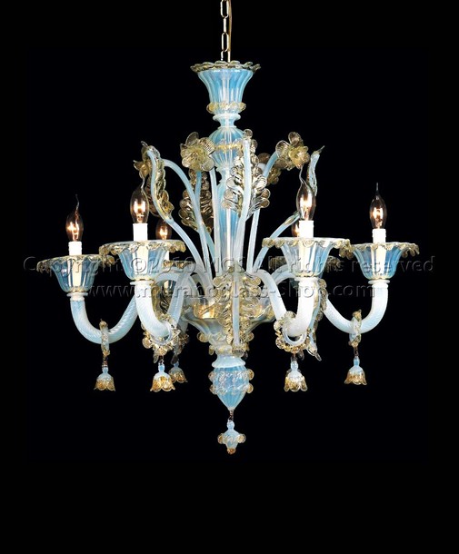 Domus Kronleuchter, Opaline Kronleuchter gold Dekoration an sechs Lichter