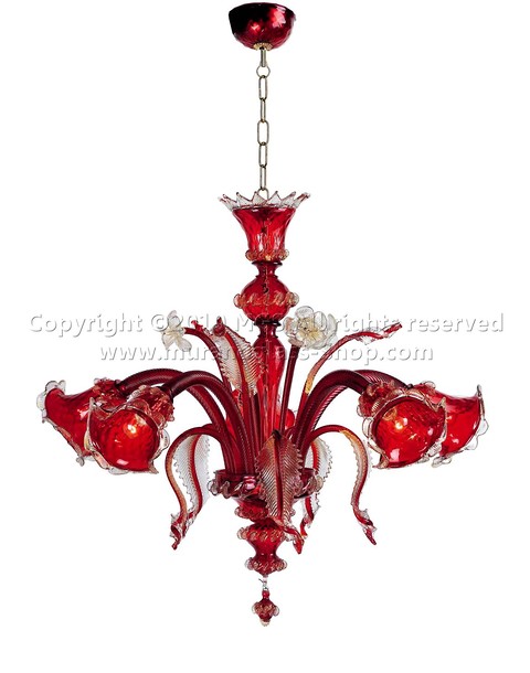 Vulkan-Kronleuchter, Rot und Gold Kronleuchter fünf Lichter