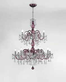 Amethyst-Kristall-Kronleuchter mit farbigen Details