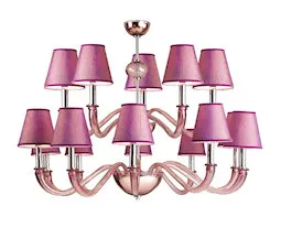 Kronleuchter mit Lampenschirmen amethyst