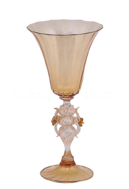 Glas Murano 5481, Murano Trinkglas Bernstein verziert
