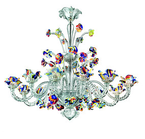 Kristall-Kronleuchter mit bunten Blumen mit sechs Licht
