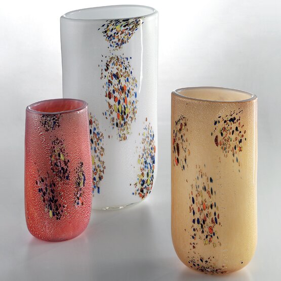 Stretto-Vase, Rote Vase mit farbigen Flecken