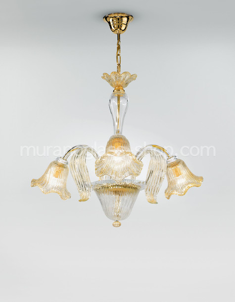 Kronleuchter Serie 2403, Drei Lichter Kronleuchter Kristall gold