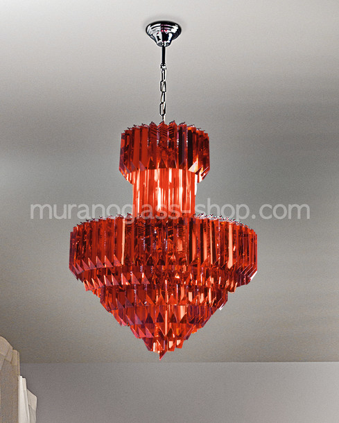 Kronleuchter Serie 8171, Prism Kronleuchter in rot