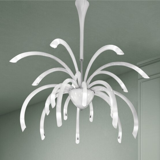Phoenix Kronleuchter, Kronleuchter, 21 Lichter, milchweiße Farbe