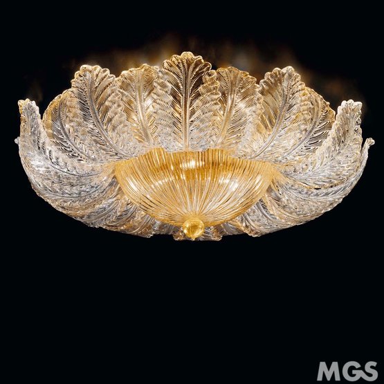 Eridani Deckenleuchte, Glasdecke und Gold 24k