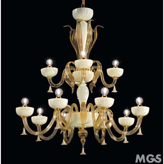 Foscari Kronleuchter, Gold Kristall-Kronleuchter 24k