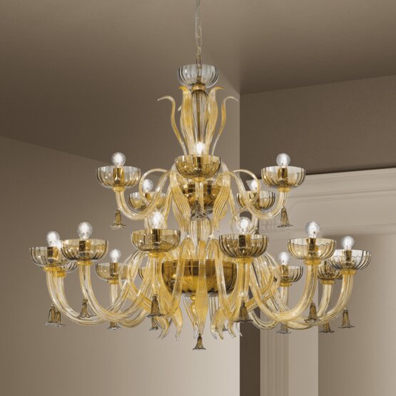 Foscari Kronleuchter, Gold Kristall-Kronleuchter 24k
