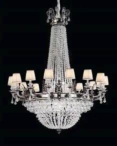 Kronleuchter mit geblasen Perlen, Silber-Finish