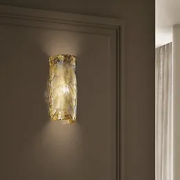Wandleuchte in Kristall und 24 Karat Gold