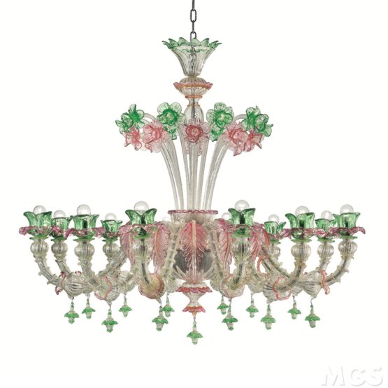 Blütenblätter Kronleuchter, Kronleuchter im Rezzonico-Stil mit Blütenblättern