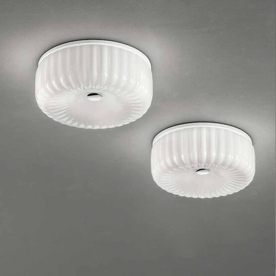 Korinthos-Deckenleuchte, Deckenlampe aus weißem Milchkristall
