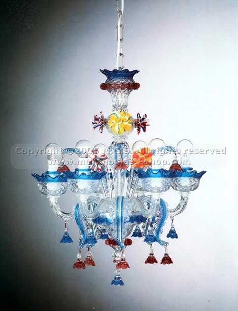 Murano-Kronleuchter Serie Mignon 307, Kristall-Kronleuchter mit sechs Lichtern.