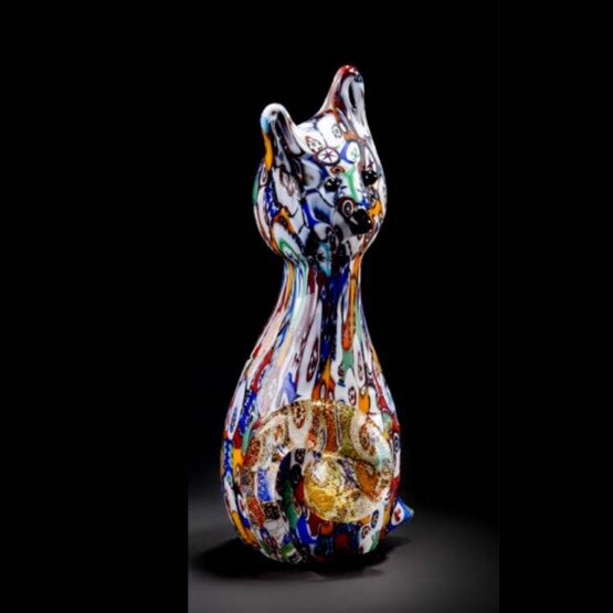 Katze, Katze mit Murrine und 24 Karat Gold