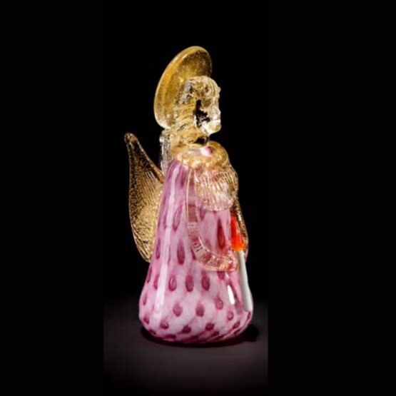 Winkel, Engel aus rosa Glas und 24 Karat Gold