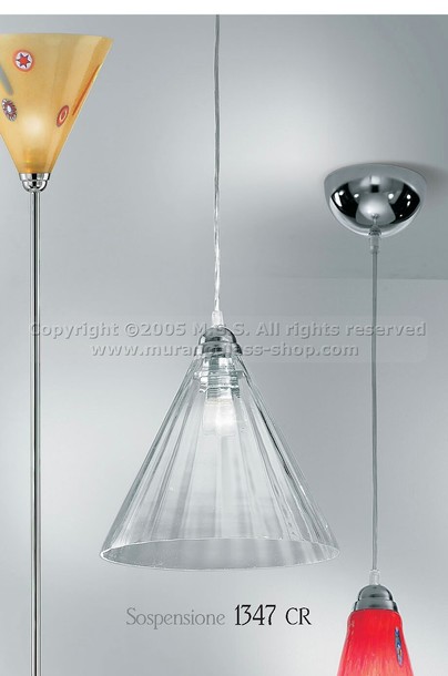 1347 Lampen, CR 1347 Hängeleuchte aus transparentem Kristallglas