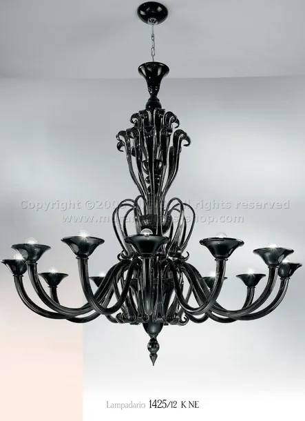 1425 Serie Kronleuchter, Black Kronleuchter mit achtzehn Lichter