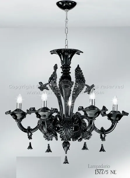 1377 Serie Kronleuchter, Black Kronleuchter um sechs Lichter