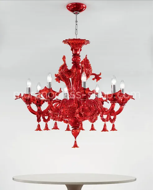 1377 Serie Kronleuchter, Red Kronleuchter um acht Lichter