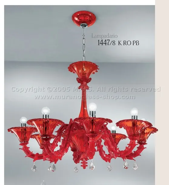 1447 Kronleuchter, Red Kronleuchter um acht Lichter