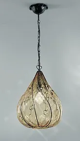 Hängelampe aus getauchtem Braunglas