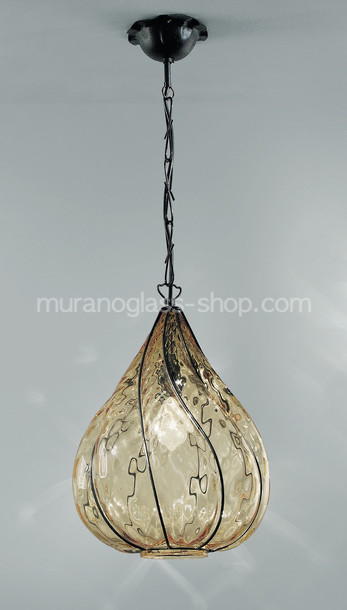 Venetian Suspension, Hängelampe aus getauchtem Braunglas
