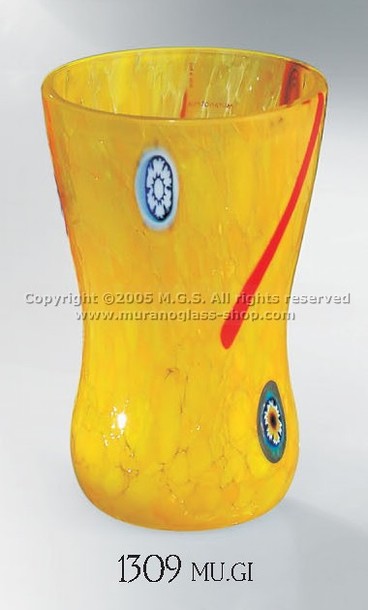 Gläser-Serie 1309, Gelb Glas mit murrine.