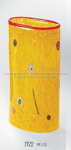 1322 Vasen, Gelbe Farbe Vase mit murrine