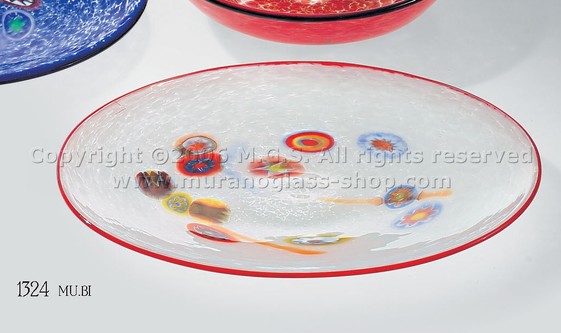 Platten mit murrine, Tafel, weiß Dekoration mit murrine