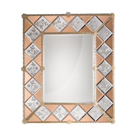 Tersicore-Spiegel, Handgefertigte Gravuren und Dekorationen aus Muranoglas