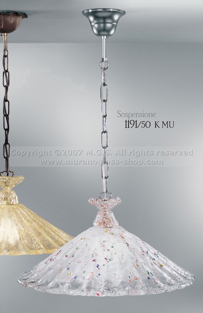 1191 Lampen, Hängeleuchte mit undurchsichtigen Kristall